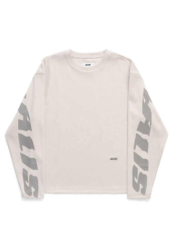 JOSHUA LONG SLEEVE IN RIB W/ BACK PRINT - Solid Antartica Off White-T-shirts-ALIS-Butler Loftet