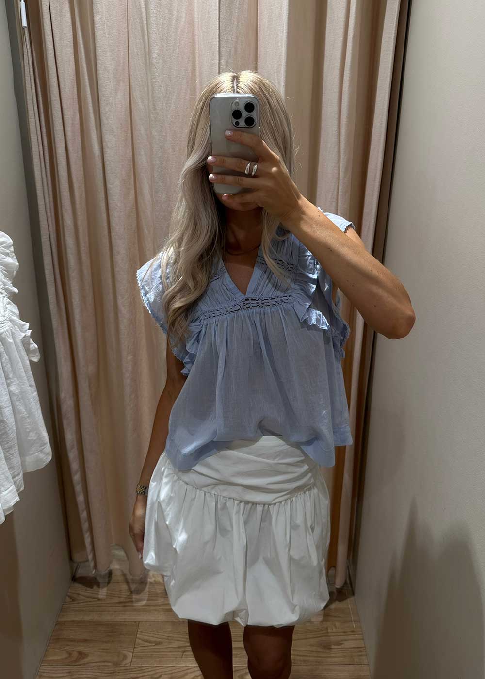 Jayla S Voile Top - Light Blue-Top-Neo Noir-Butler Loftet