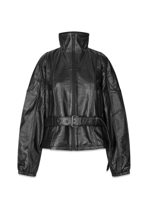 Jazzy Leather Jacket - Black-Outerwear-Oval Square-Butler Loftet