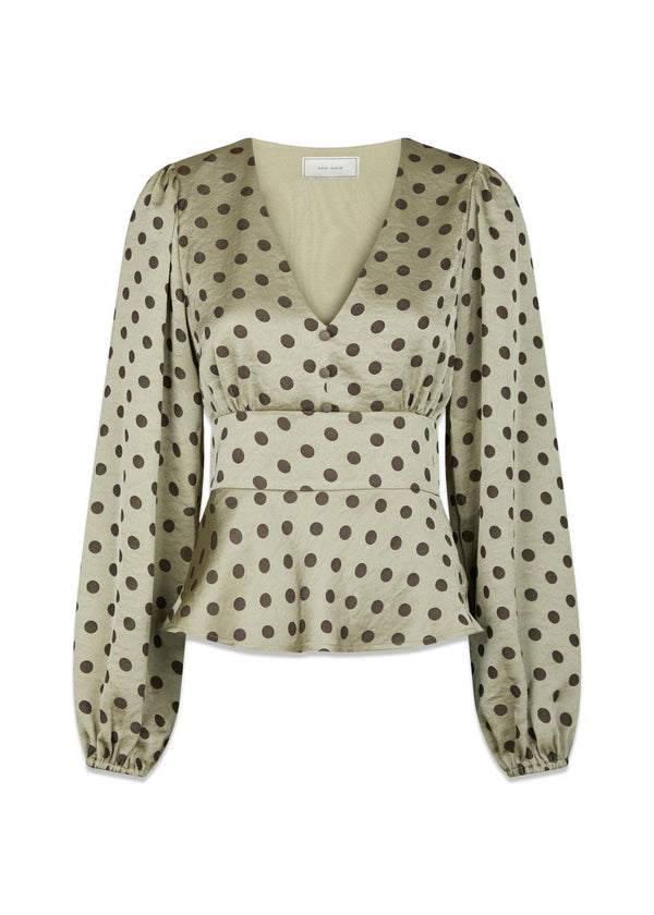 Jellima Dotted Blouse - Pistachio-Blouses-Neo Noir-Butler Loftet