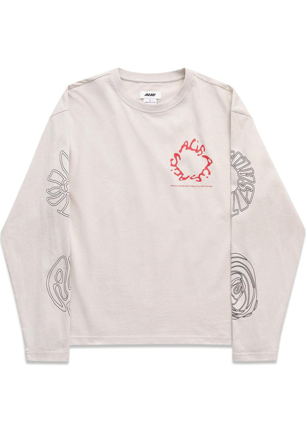 Joshua Long Sleeve W/ Graphics - Beige-T-shirts-ALIS-Butler Loftet
