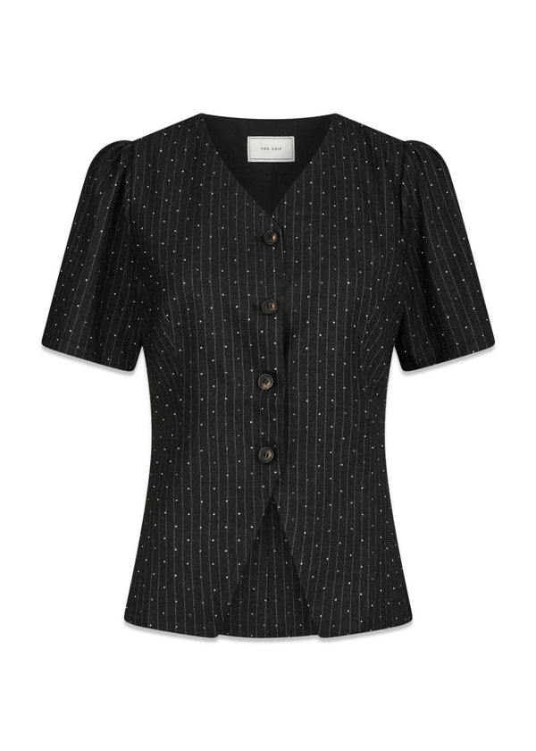 Jules B Pinstripe Blouse - Antracit-Blouses-Neo Noir-Butler Loftet