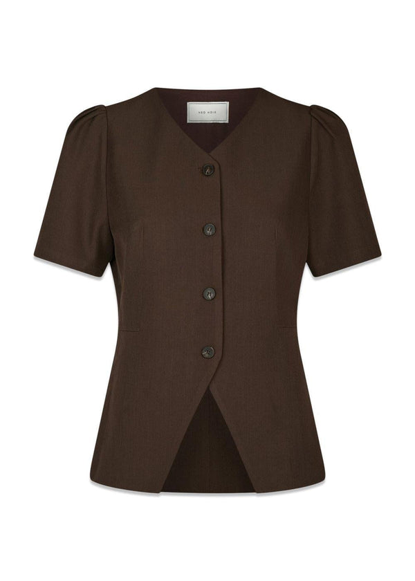 Jules Structure Blouse - Dark Brown-Blouses-Neo Noir-Butler Loftet