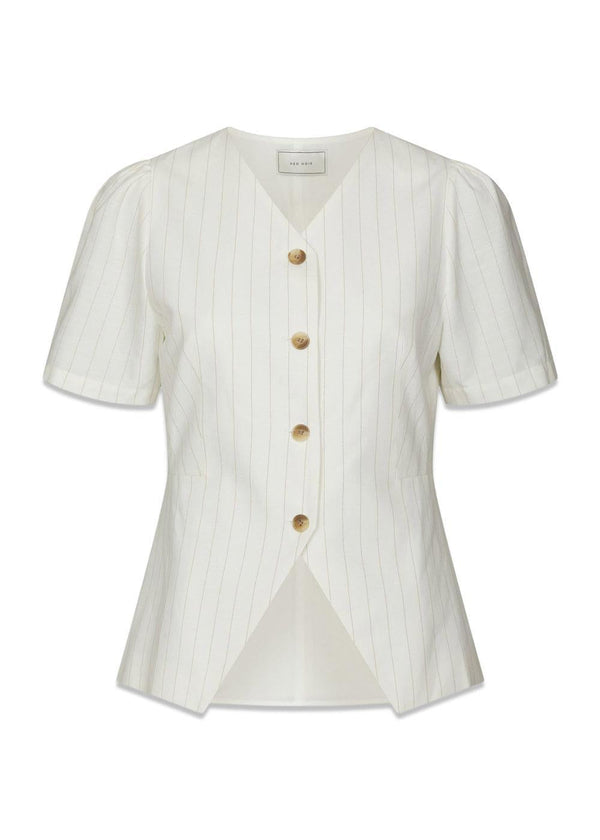 Jules Summer Stripe Blouse - Taupe Stripe-Blouses-Neo Noir-Butler Loftet