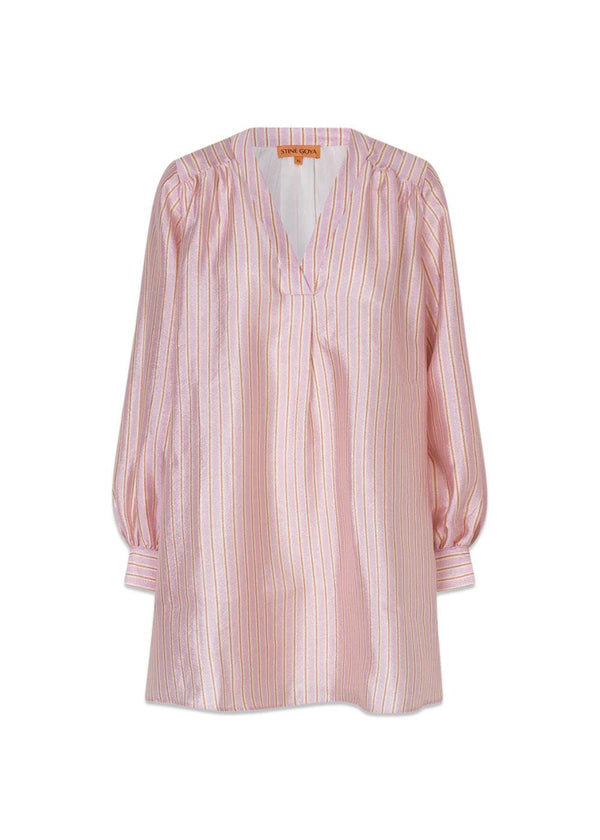 KIMONO MINI DRESS - Rose Pinstripe-Dress-Stine Goya-Butler Loftet