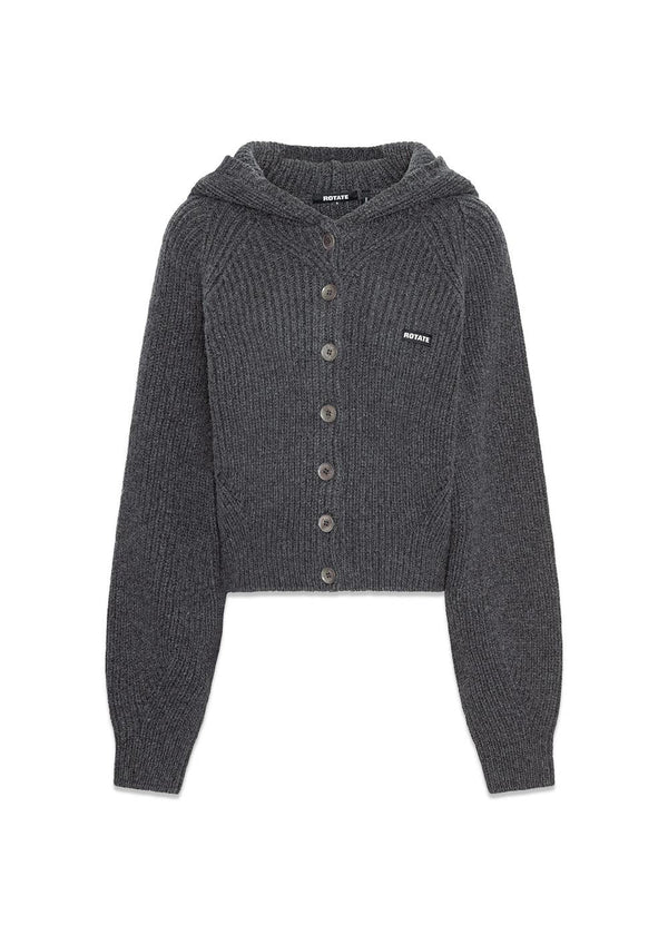 KNIT BOXY HOODIE - Gray Pinstripe-Knitwear-Rotate-Butler Loftet