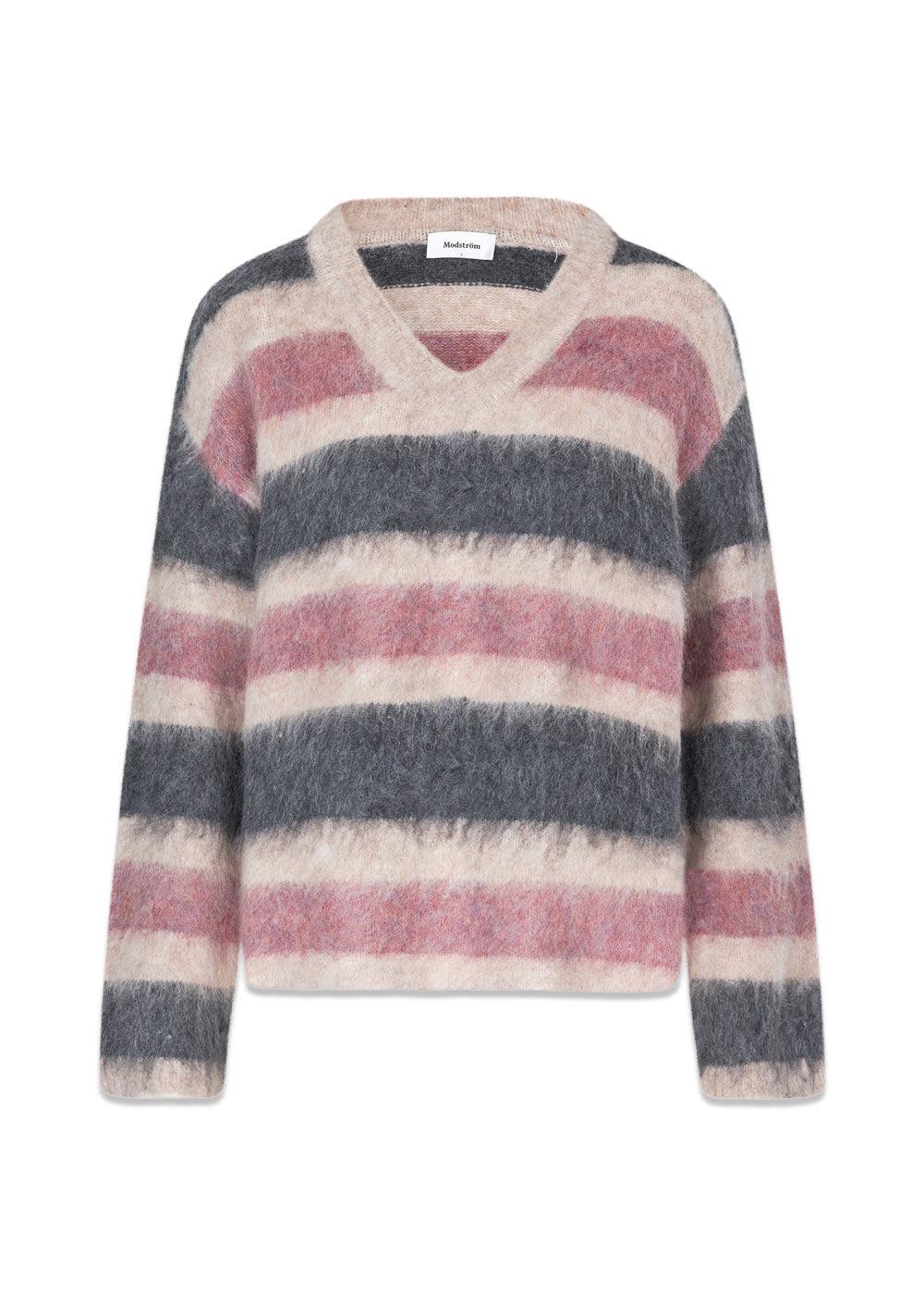 KaneMD stripe v-neck - Sparkling Stripe-Knitwear-Modström-Butler Loftet