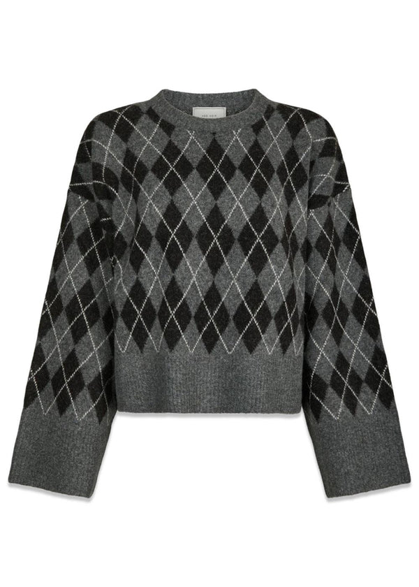 Kick Check Knit Blouse - Antracit-Knitwear-Neo Noir-Butler Loftet