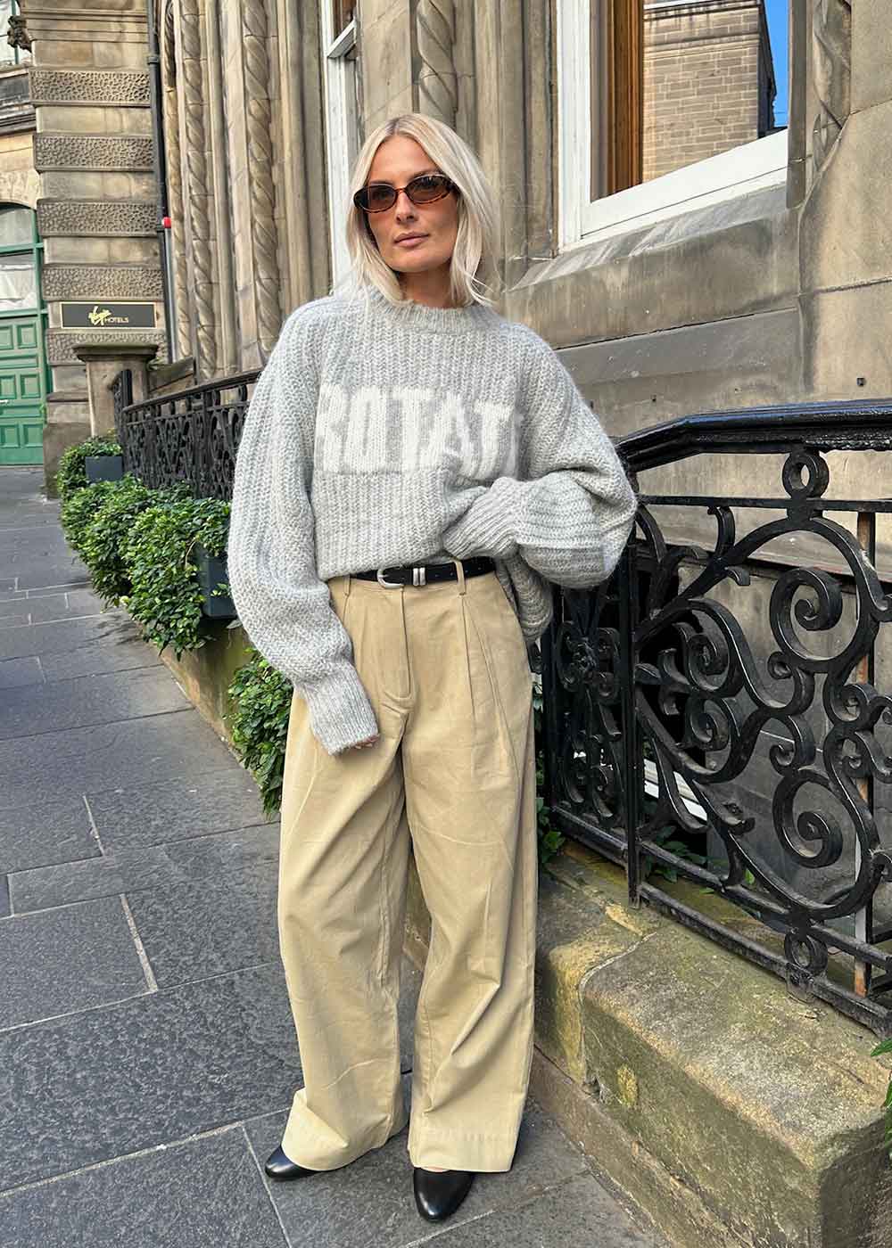 Knitted Logo Sweater - Opal Gray-Knitwear-Rotate-Butler Loftet