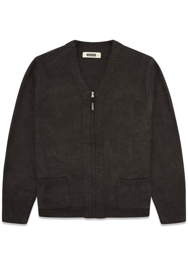 Koon Zip Cardigan - Black-Knitwear-Woodbird-Butler Loftet