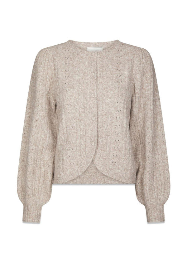 Koteas Cable Knit Cardigan - Beige Melange-Knitwear-Neo Noir-Butler Loftet