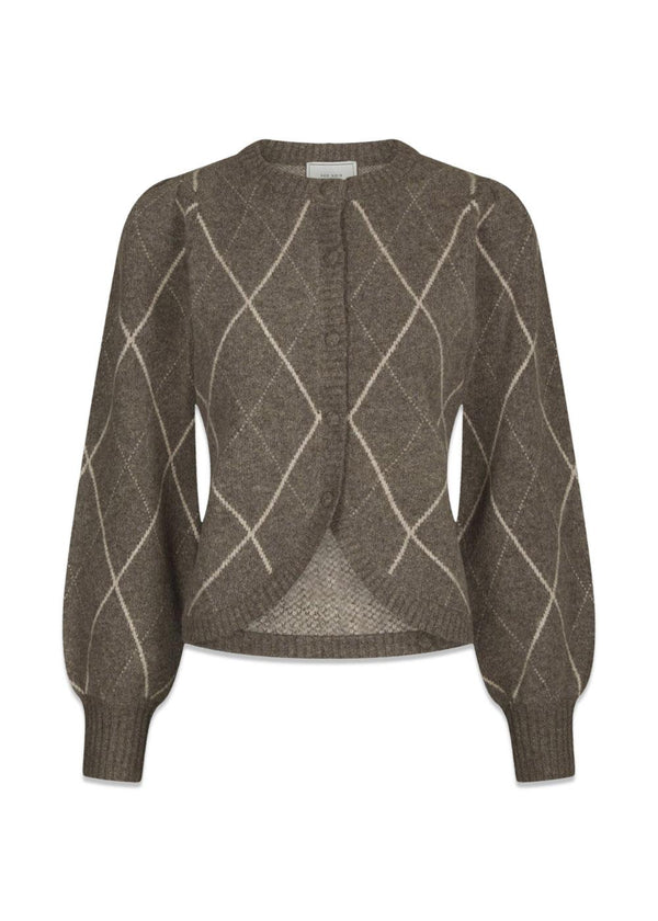 Koteas Check Knit Cardigan - Taupe-Knitwear-Neo Noir-Butler Loftet