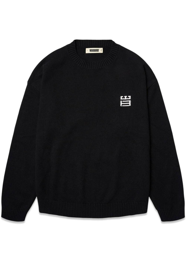 Kurt Stamp Crew - Black-Knitwear-Woodbird-Butler Loftet