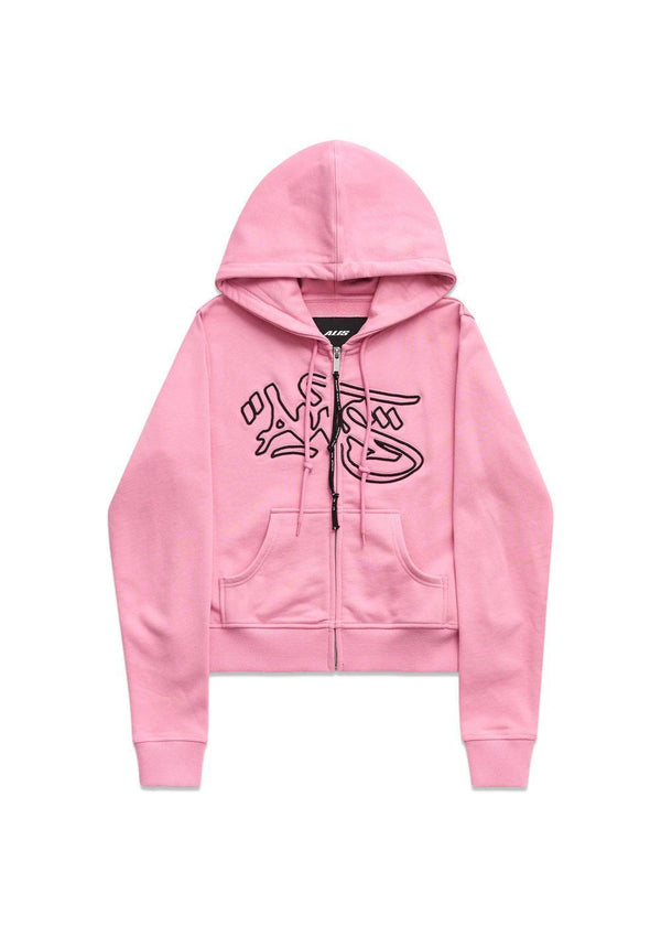 LAUREN TIGHT FIT HOODIE W/ EMBROIDERY - Solid Pink-Hoodies-ALIS-Butler Loftet