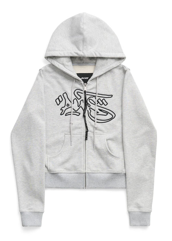 LAUREN TIGHT FIT HOODIE W/ LOGO - Grey Melange-Hoodies-ALIS-Butler Loftet