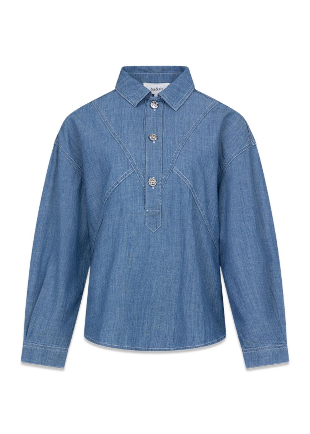 LONG SLEEVES TOP - Light Used Blue-Blouses-Ba&sh-Butler Loftet