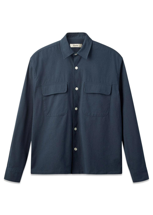 LUNAR RELAXED FIT TEXTURED OVERSHIRT - Navy-Shirts-Forét-Butler Loftet