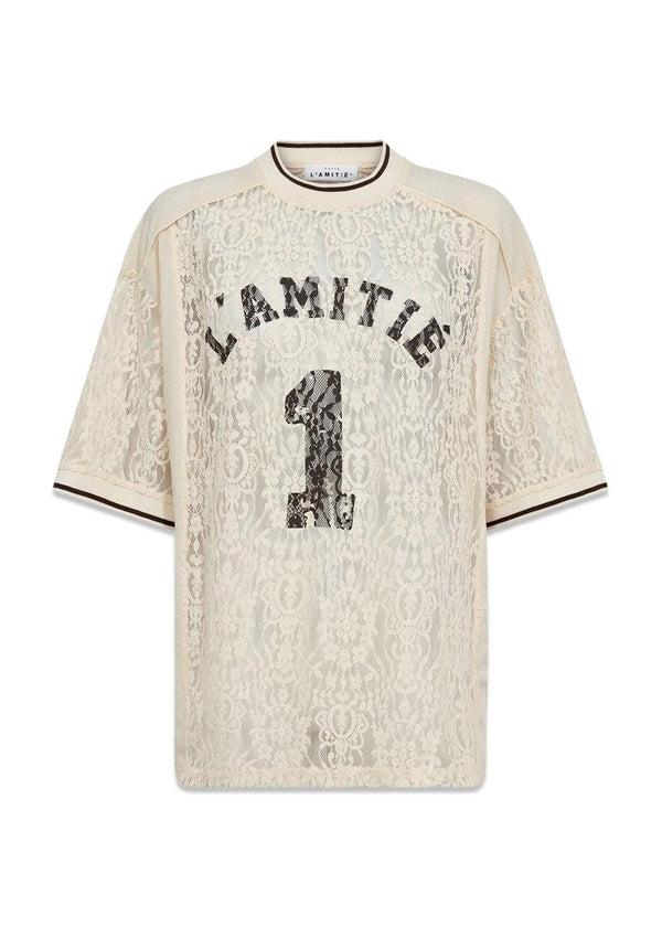 Lace Football Tee - Pearl