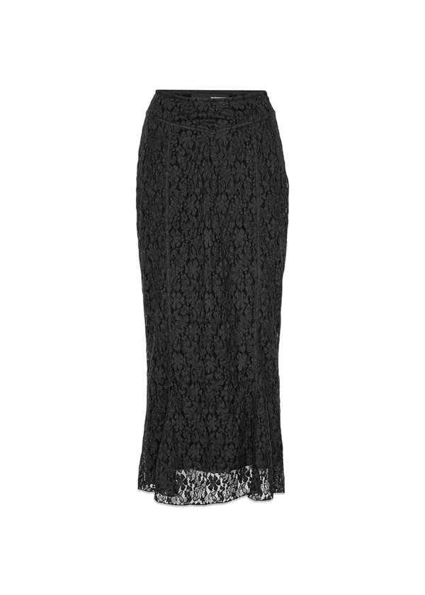 Lace Midi Skirt - Black
