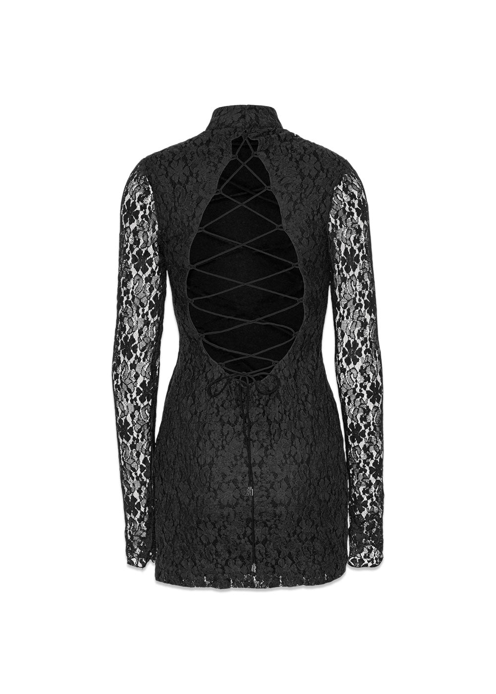 Lace Mini Ls Dress - Black