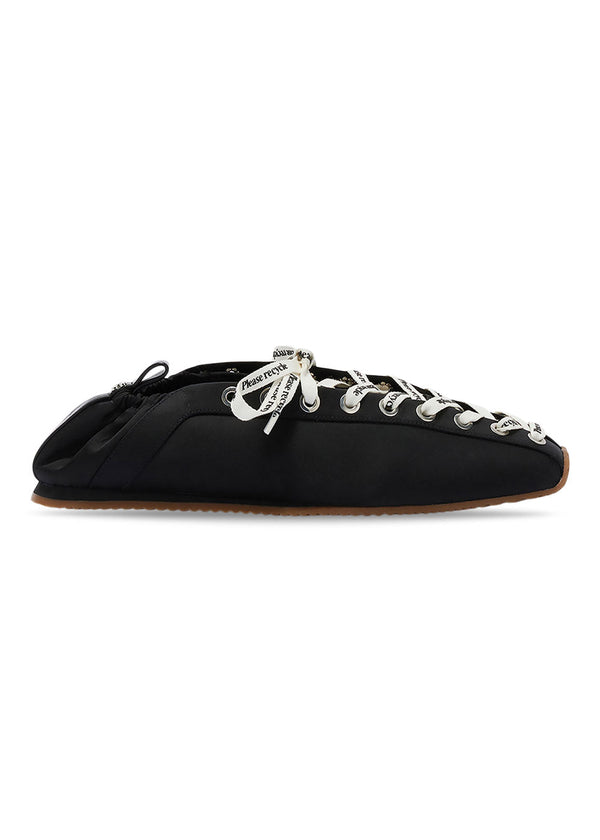 Lace Up Sporty Ballerina Nylon - Black-Shoes-Ganni-Butler Loftet
