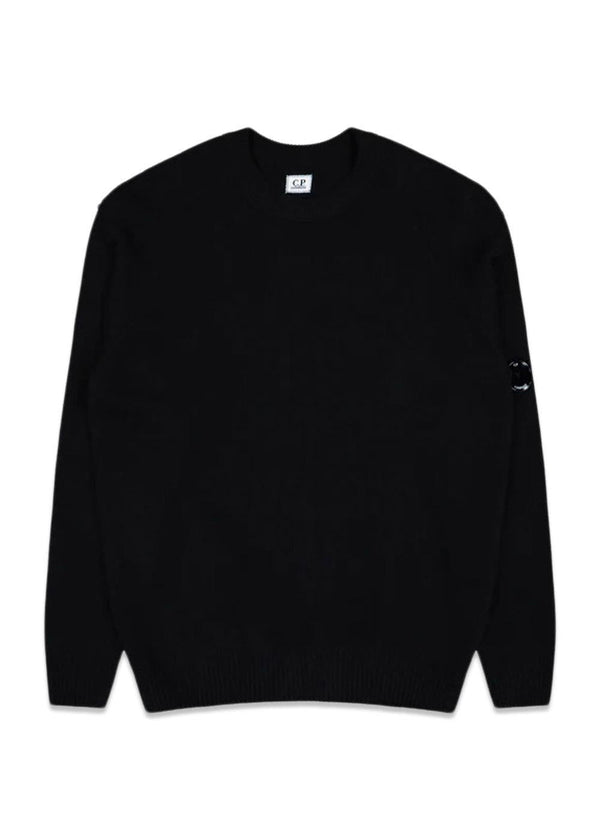 Lambswool Knitwear Crew Neck - Black-Knitwear-C.P. Company-Butler Loftet