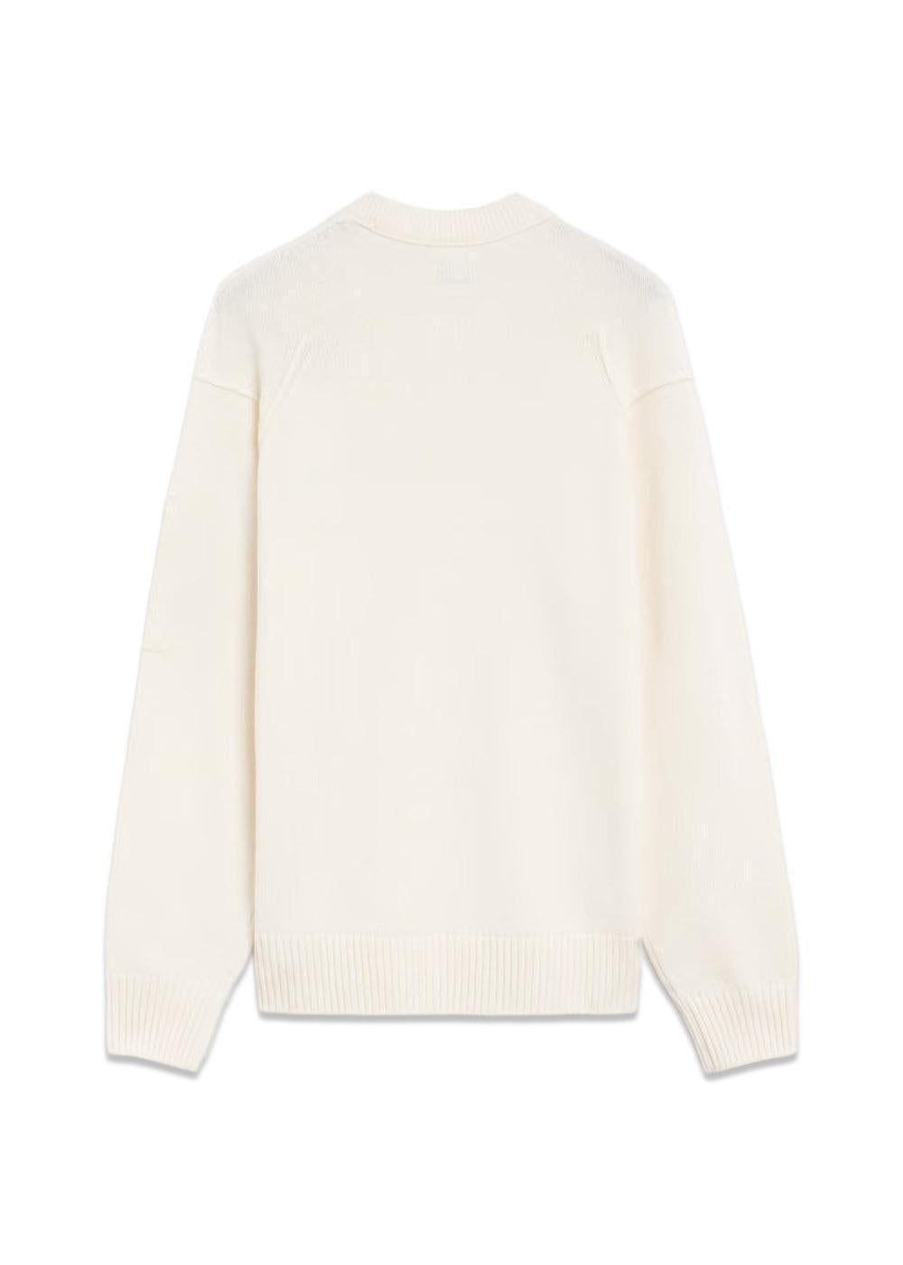 Lambswool Knitwear Crew Neck - Off White Melange-Knitwear-C.P. Company-Butler Loftet