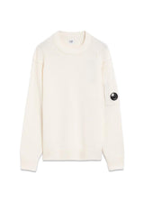Lambswool Knitwear Crew Neck - Off White Melange-Knitwear-C.P. Company-Butler Loftet