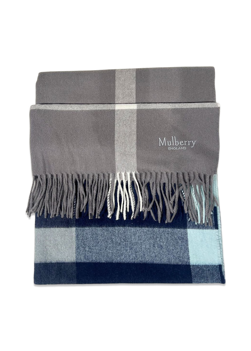 Large Check Merino Wool Scarf - Charcoal-Scarf-Mulberry-Butler Loftet