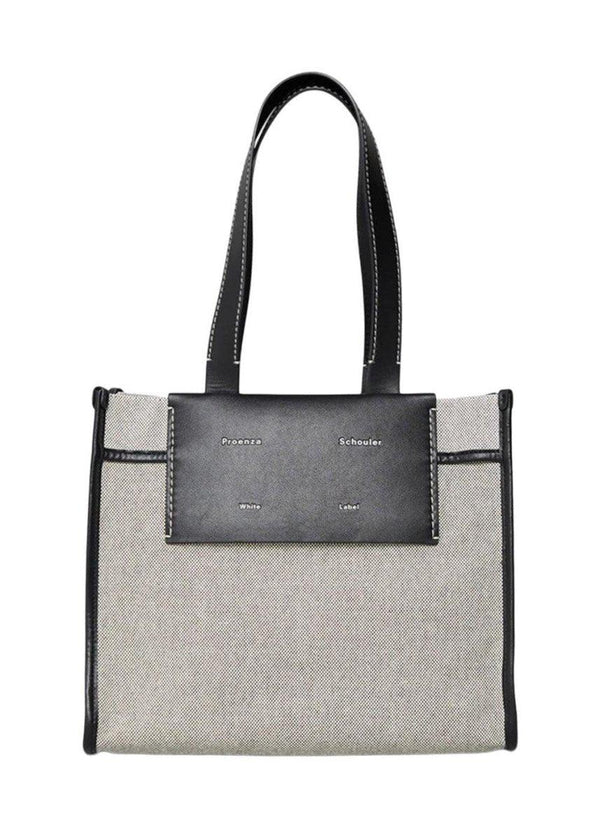 Proenza Schoulers Large Morris Canvas Tote - Optic White/Black. Køb designertasker||skuldertasker||tote bag her.