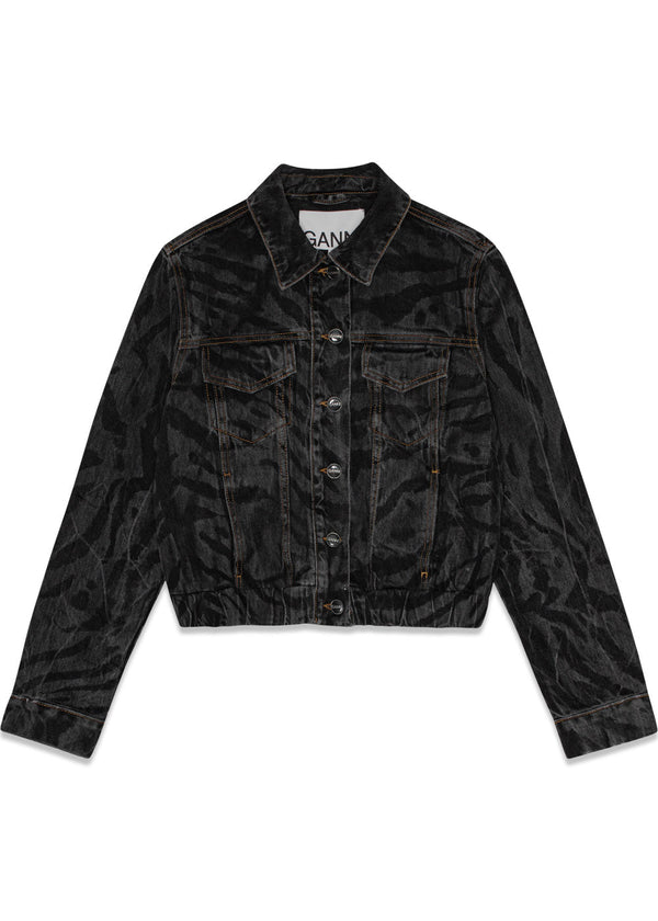 Lazer Denim Bomber Jacket - Black