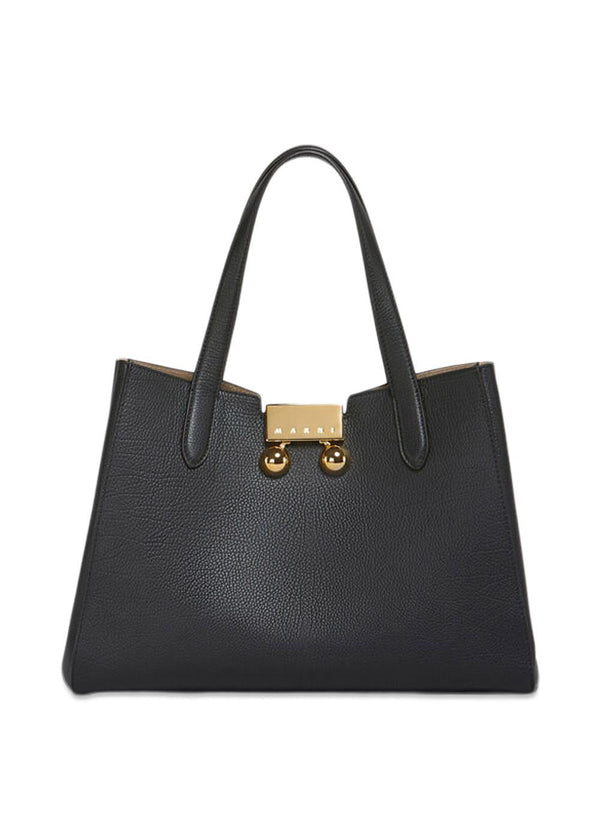 Leather Trunkaroo Tote Handbag - Black-Bags-Marni-Butler Loftet