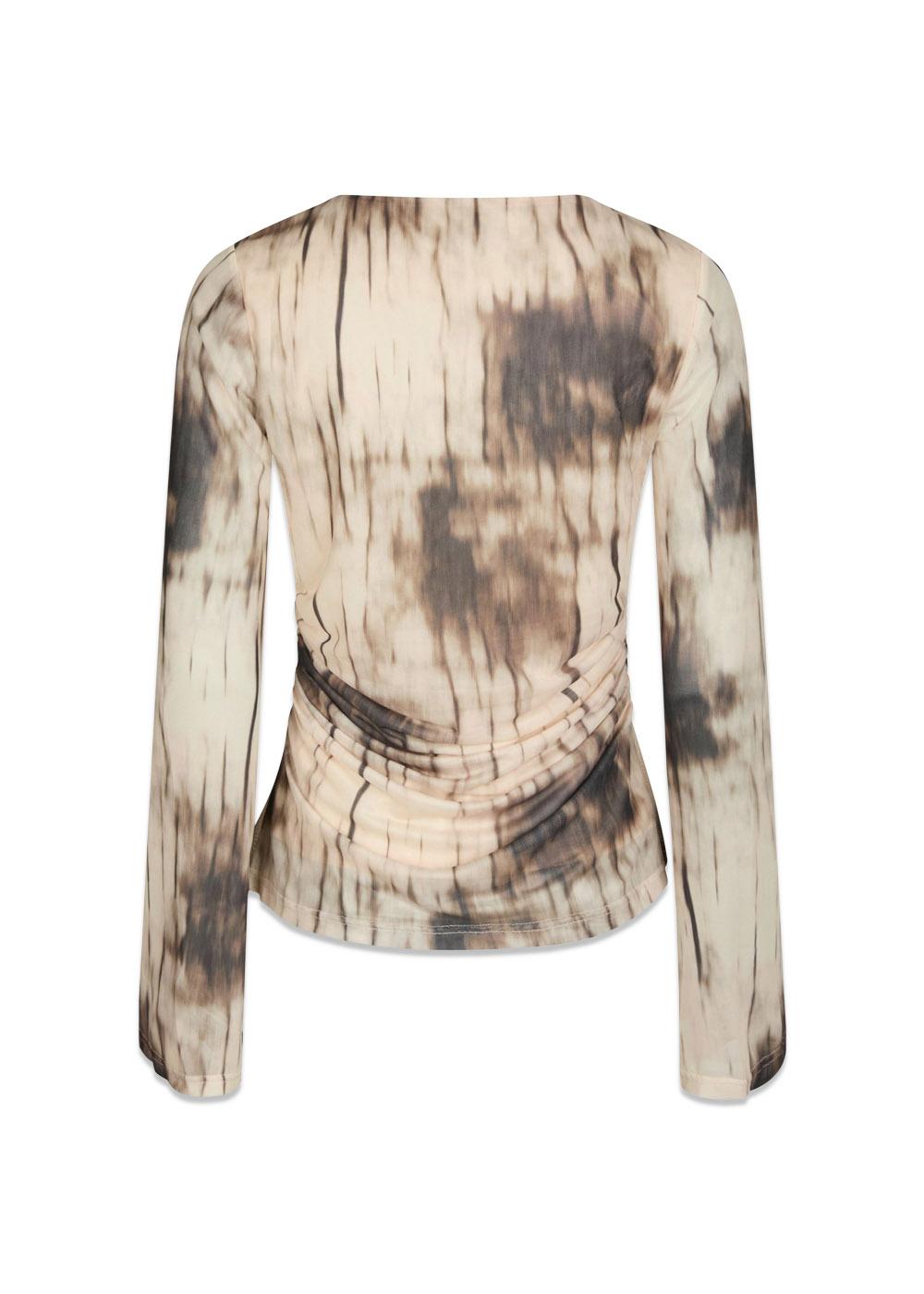 Lenida Faded Mesh Blouse - Dusty Brown-Blouses-Neo Noir-Butler Loftet