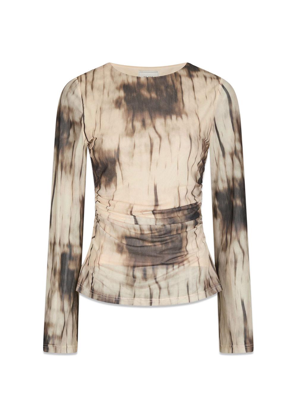 Lenida Faded Mesh Blouse - Dusty Brown-Blouses-Neo Noir-Butler Loftet