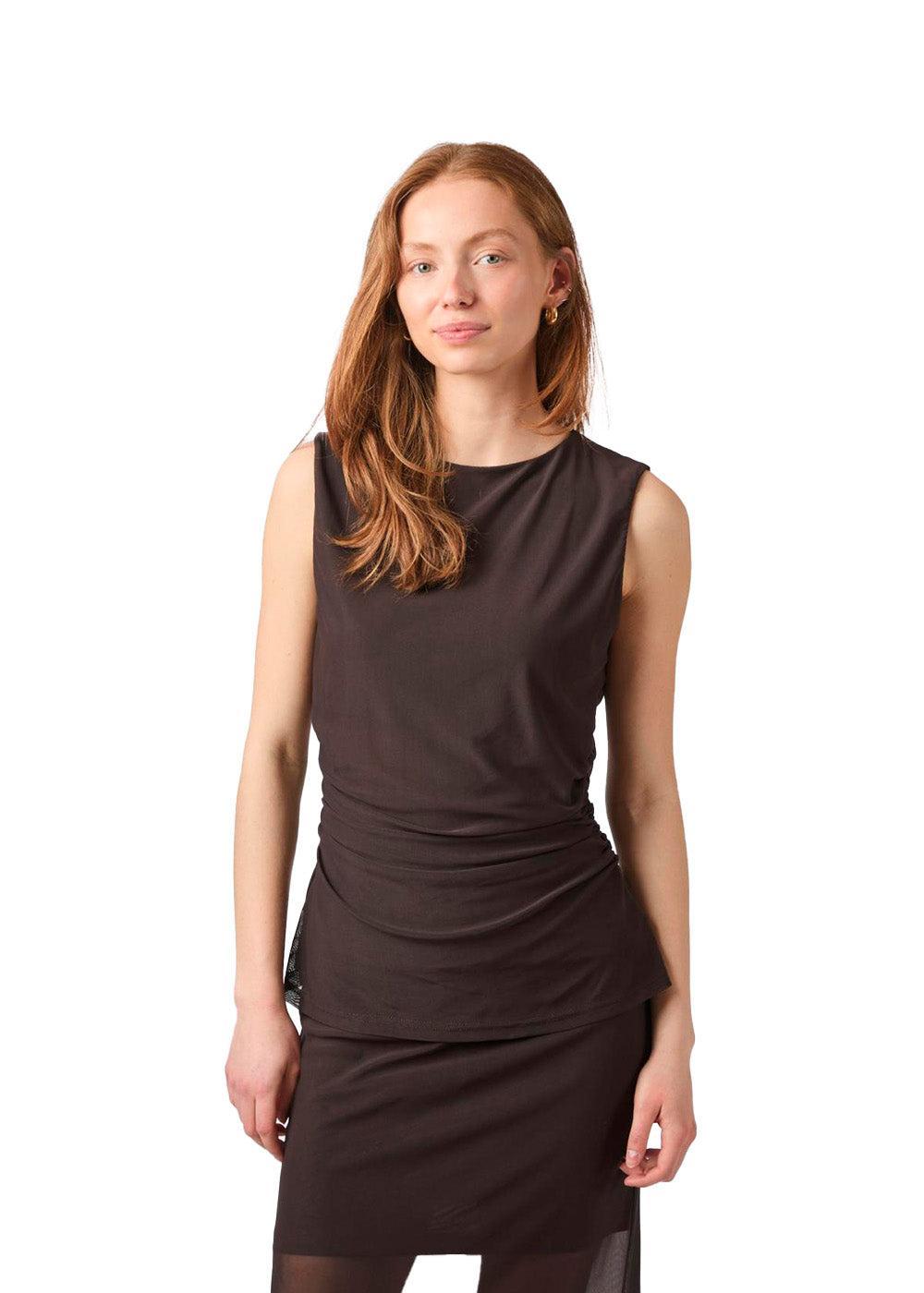 Liblana Mesh Top - Dark Brown-Top-Neo Noir-Butler Loftet