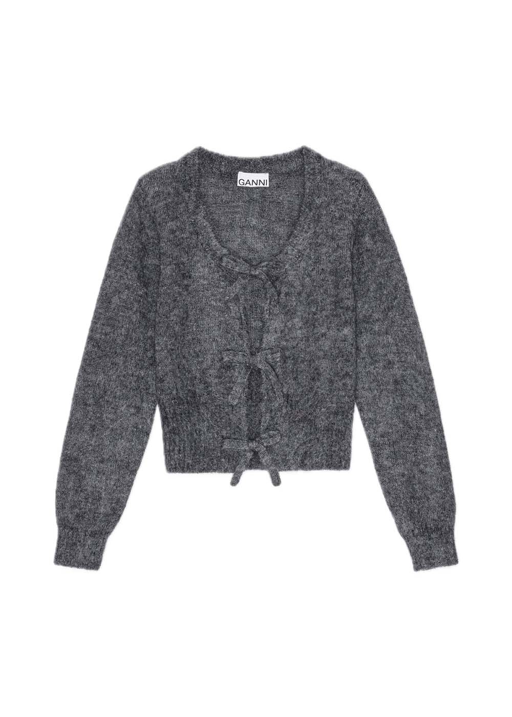 Light Mohair Tie String Cardigan - Paloma Melange