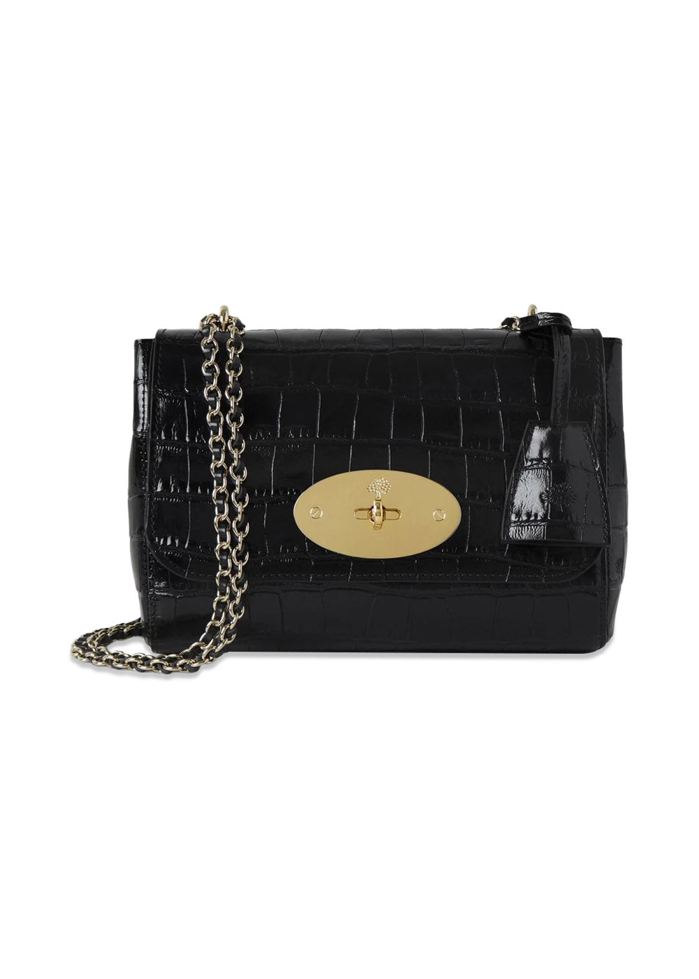 Lily Croc - Black Shiny Small Croc-Bags-Mulberry-Butler Loftet