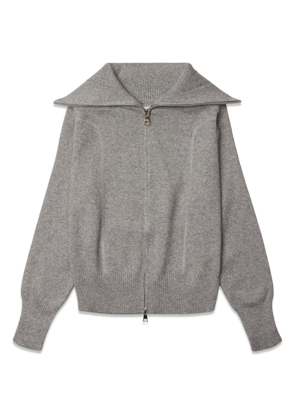Lily Full Zip Cardigan - Grey-Knitwear-Woodbird-Butler Loftet