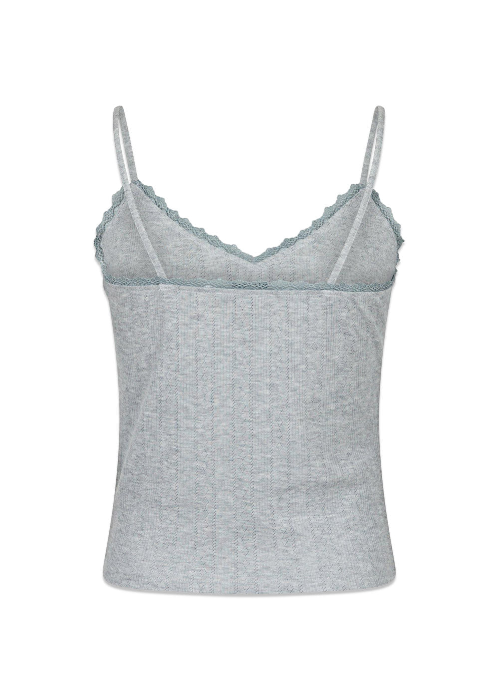 Lindsay Pointelle Top - Light Grey