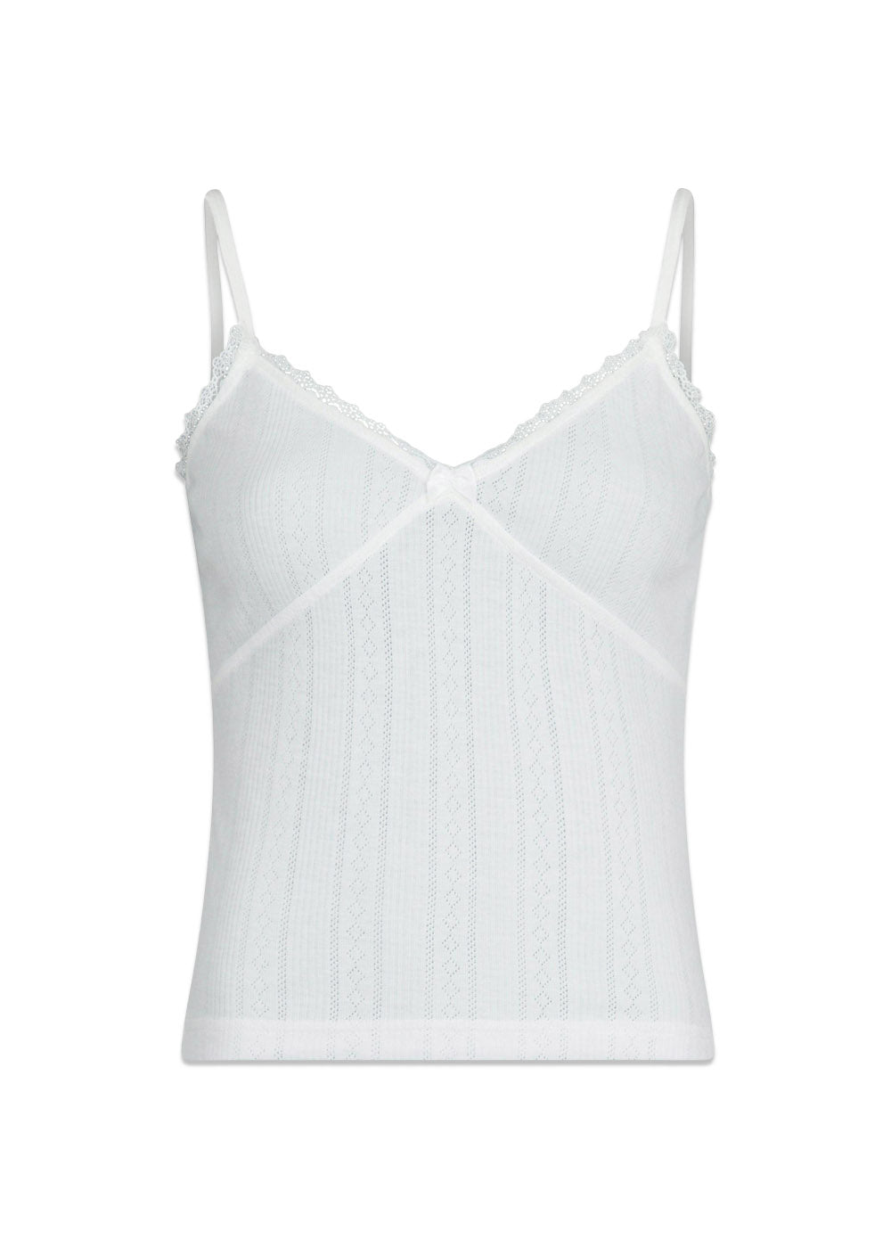 Lindsay Pointelle Top - White