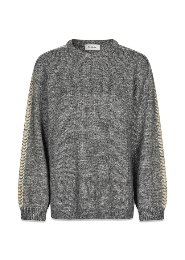 LineMD o-neck - Dark Grey Melange-Knitwear-Modström-Butler Loftet