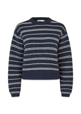 LineusMD stripe o-neck - Navy Sky Soft White Stripe