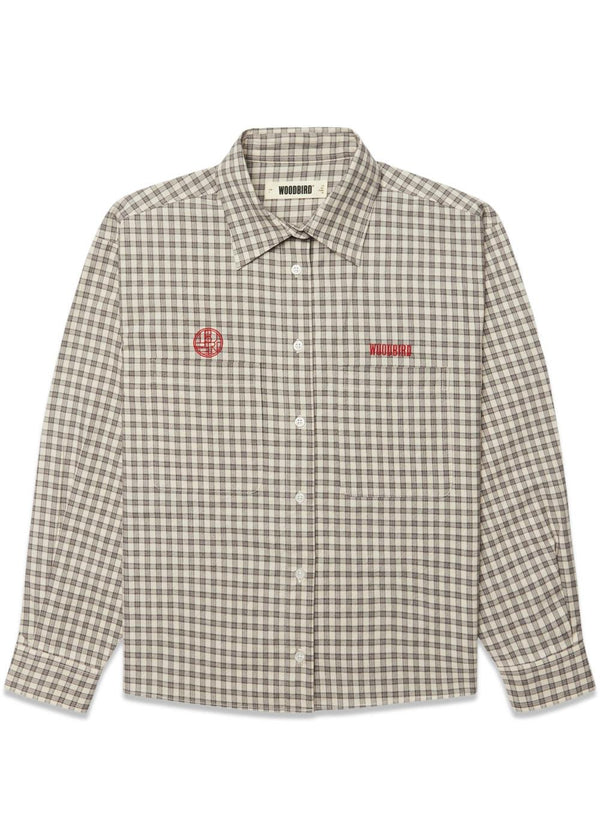 Ling EMB Check Shirt - Off White-Shirts-Woodbird-Butler Loftet
