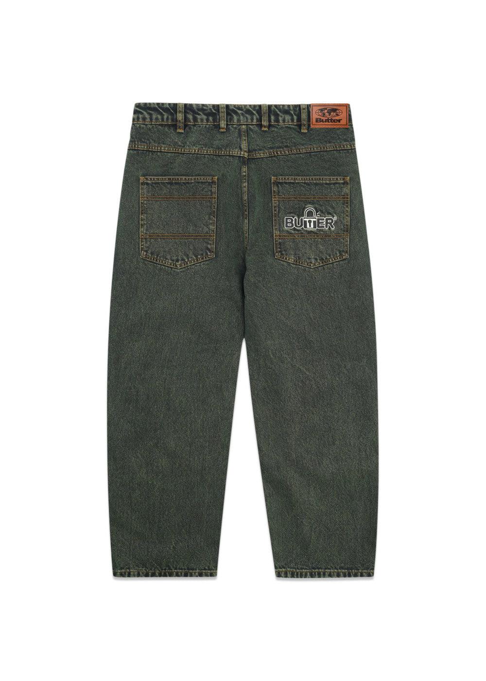 Lock Baggy Denim Jeans - Washed Ivy