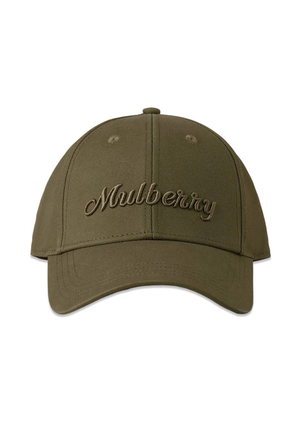 Logo Embroidered Baseball Cap - Linen Green Cotton-Headwear-Mulberry-Butler Loftet