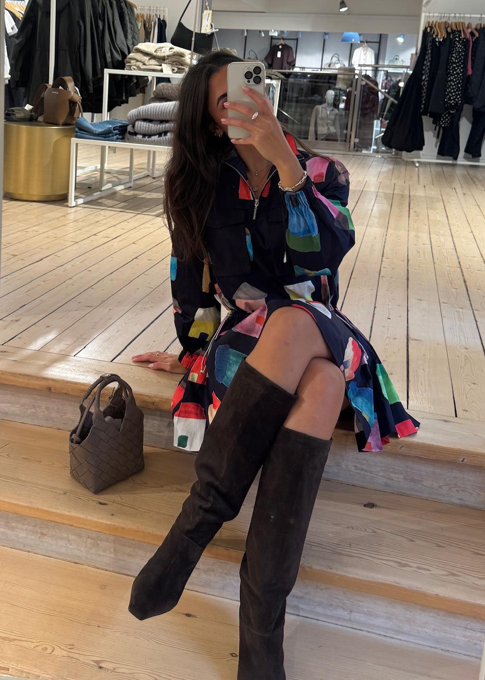 Long Boots - T.Moro Babysilk Dark Suede 556-Boots-Billi Bi-Butler Loftet