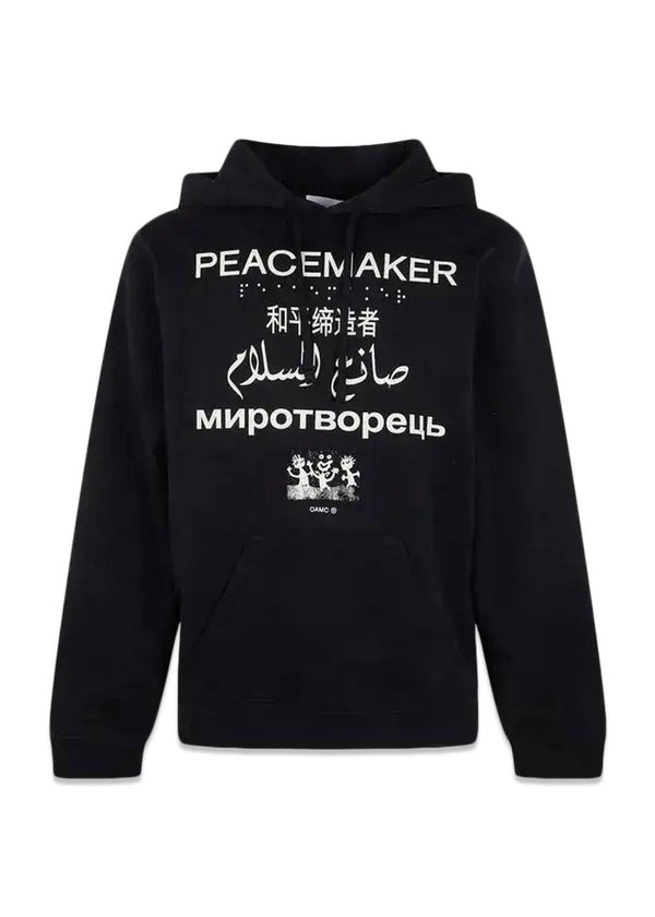 Loose Fit Hoodie Languages Print - Black-Sweatshirts-OAMC Peacemaker-Butler Loftet