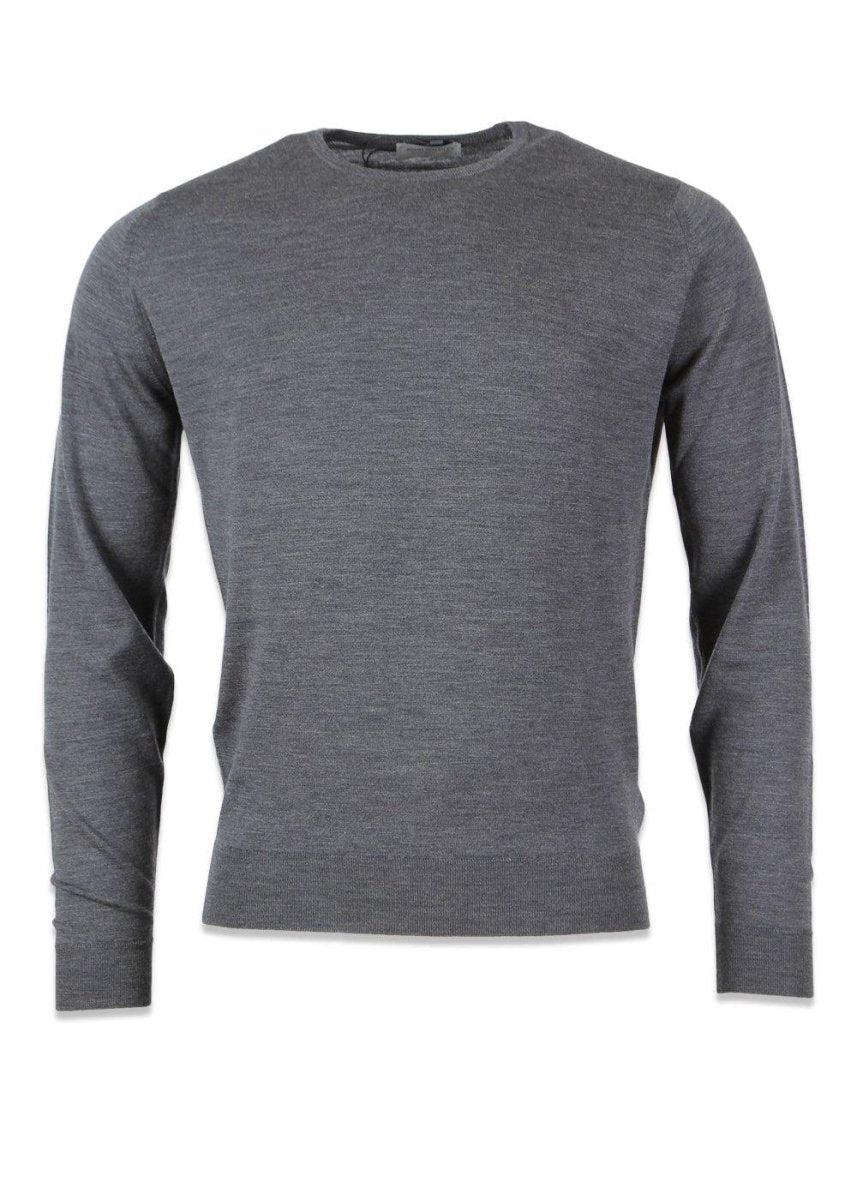 John Smedleys Lundy Pullover CN - Charcoal. Køb strik her.