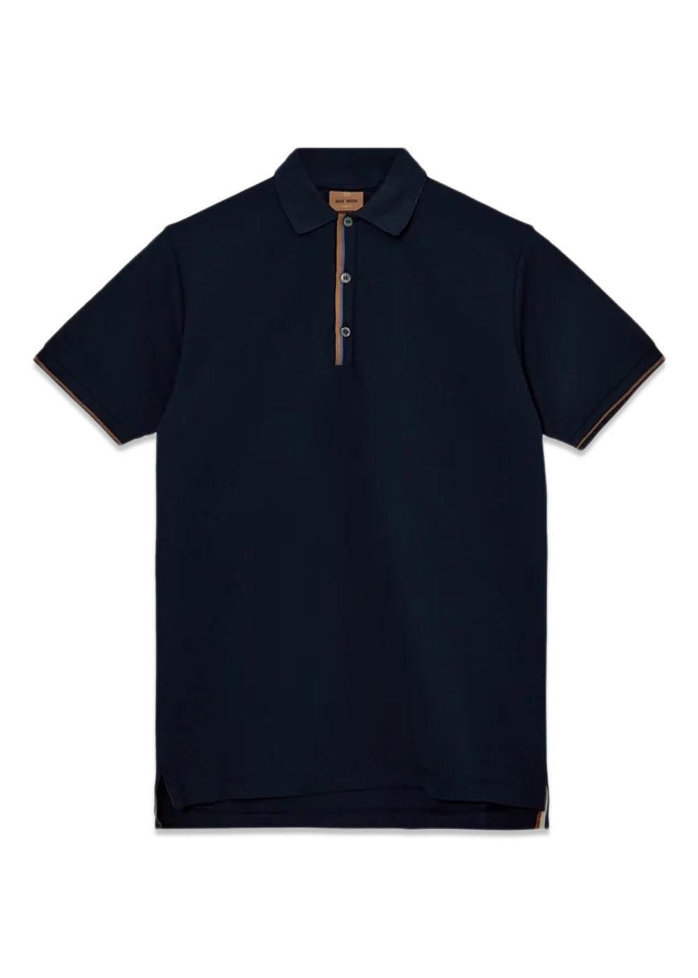 MMGHarvey Polo Ss Tee - Navy-T-shirts-Mos Mosh Gallery-Butler Loftet
