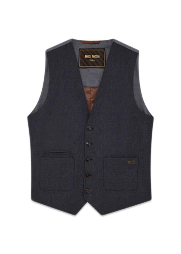MMGMelvin Moon Waistcoat - Navy Check-Blazers-Mos Mosh Gallery-Butler Loftet